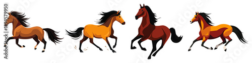 Galloping Horse  Flat Vector Illustration on Transparent Background