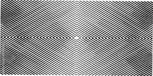 A striking visual illusion featuring concentric diamond shapes in black and white