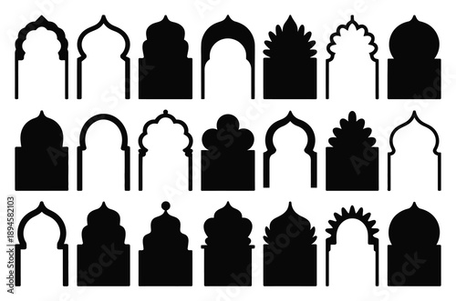 Collection of Islamic Arch Silhouettes - Diverse Architectural Designs