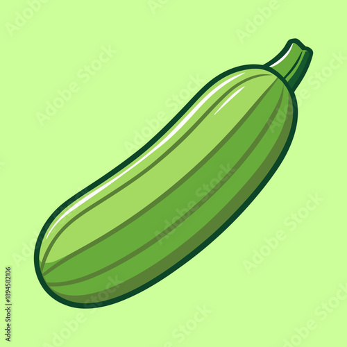 Illustration of a green zucchini squash on a light green background
