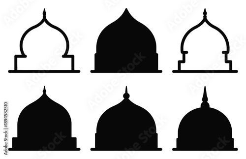 Collection of Islamic Dome Silhouettes for Architectural Design and Symbolism