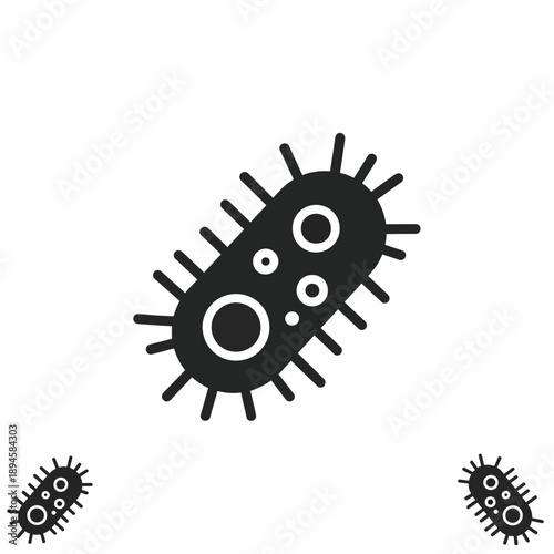 Single Cell Organism Microbe Microscopic Life Form Icon Symbol Isolated Black White Representation Medical Science Biology Education Research Study