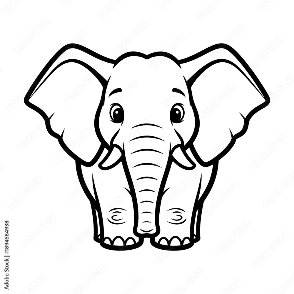 Fototapeta premium Cartoon Elephant Illustration with Large Ears.