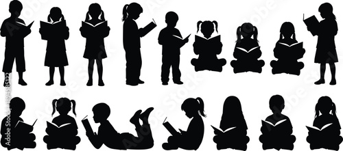 Large bundle of black silhouettes featuring professional business people dancing couples reading children and a massive diverse crowd for architectural visualization urban lifestyle and design