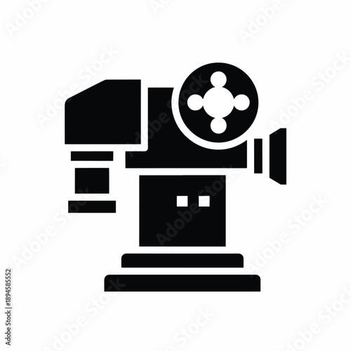 Retro Film Camera Icon in Black and White