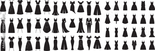 Dress icon vector set. silhouette vector icon  illustration with white background.