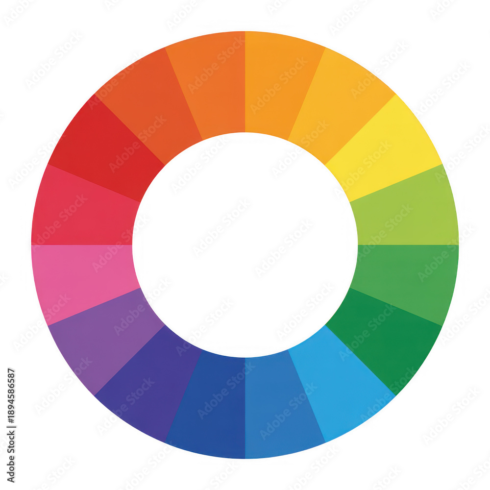 Fototapeta premium Color wheel with 24 sections colors spectrum rainbow isolated on a transparent background