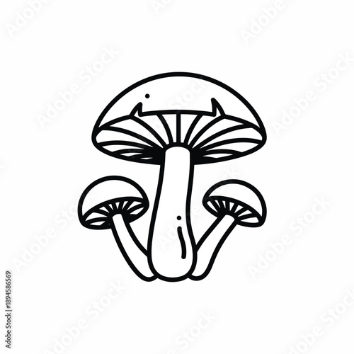 Doodle Style Mushroom Cluster Vector Outline
