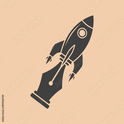 Innovative writing instrument takes flight as a rocket-shaped pen soars through the air, symbolizing creativity and progress.
