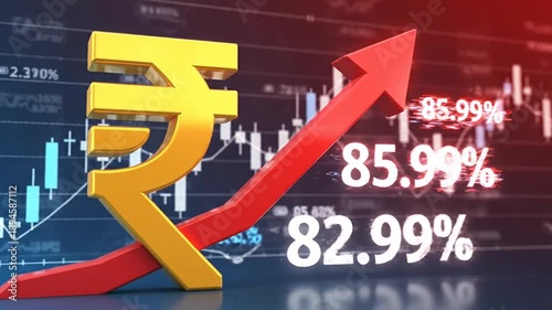 Indian Rupee with Upward Arrow, economic growth concept