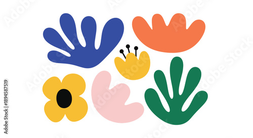 Abstract Floral Shapes on White Background