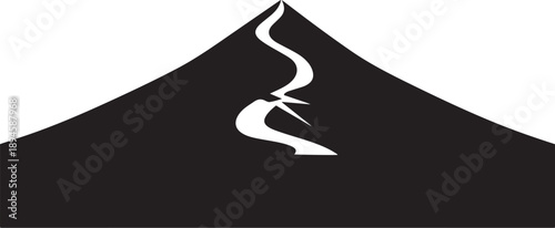 Minimalist mountain landscape with smoke rising high freely