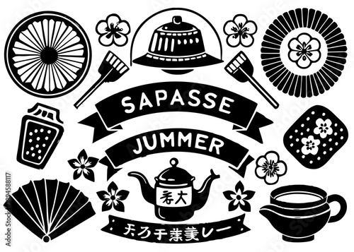 Elegant japanese tea ceremony illustration Vector