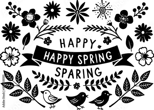 Celebrating the arrival of spring with birds and blooms Vector