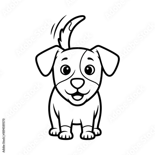 Happy Cartoon Dog Wagging Tail Illustration.