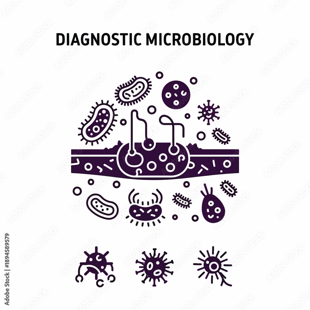 Obraz premium Diagnostic Microbiology Concept With Pathogens