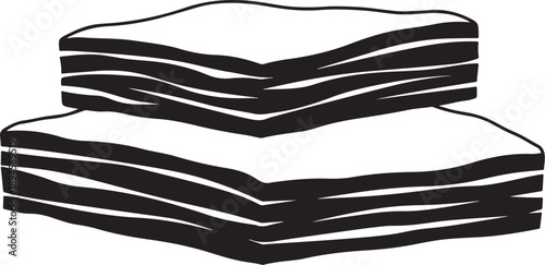 Stack of folded black and white towels illustration