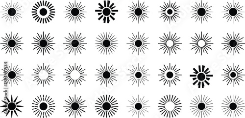 Collection of radiant sunburst and explosion vector icons