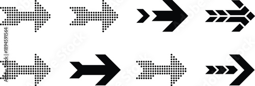 Collection of various arrow designs and styles isolated on transparent background