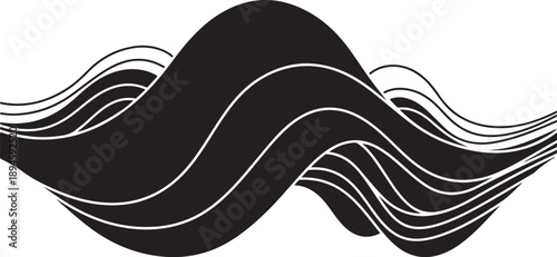 Black and white abstract wave design graphic element illustration