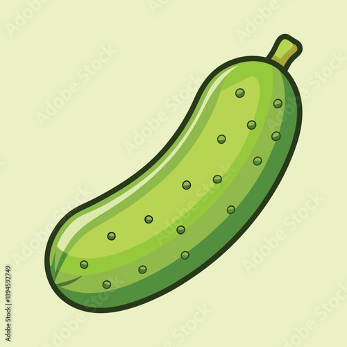 A delightful cartoon illustration of a fresh, vibrant, and healthy cucumber