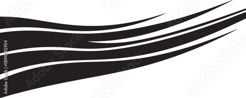 Minimalist abstract black and white wavy line design element
