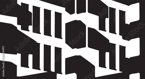 Geometric black and white abstract background with shapes pattern