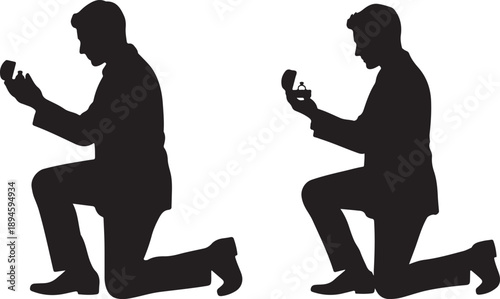 Man Proposing with Ring Box Silhouette Illustration

Marriage Proposal Silhouette for Engagement Design

Romantic Proposal Scene Silhouette on One Knee