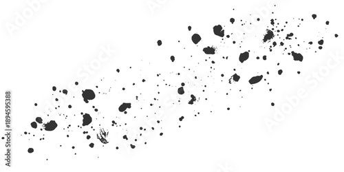 Grungy black ink splat and liquid blots create a textured paint splash background with artistic watercolor stains and vector splatter shapes for a dirty drop pattern design