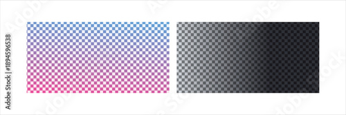 Gradient Checkerboard Transparency Background, Abstract Geometric Seamless Vector Pattern.