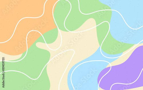 Creative vector background with soft pastel organic fluid shapes and white wavy lines. Modern minimalist design for social media, web banners, aesthetic posters, and artistic backdrops.