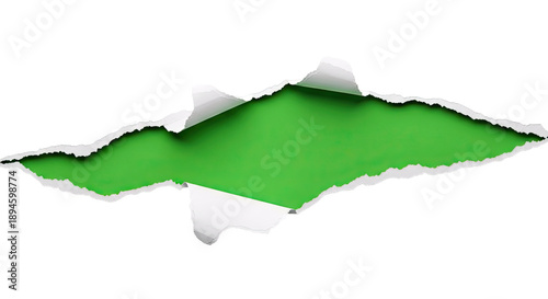 Torn paper revealing a green background