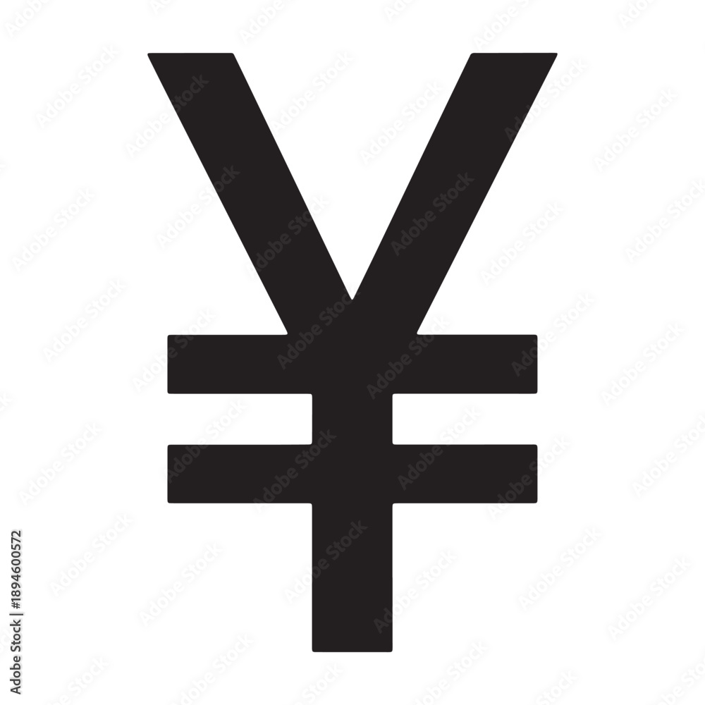 Obraz premium A large black yen symbol on a white background silhouette vector shilhoutte icon use as a symbol, web graphic design, and infographic icon