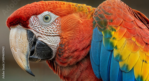 Wallpaper Mural Vibrant macaw parrot close up with bright orange blue and yellow feathers in natural light Torontodigital.ca