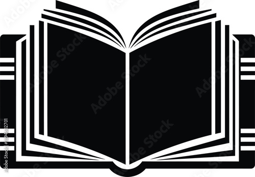 Open Book and Stack of Books Silhouette Icon for Knowledge and Education
