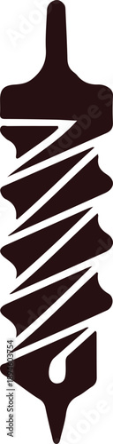 A dark, detailed illustration of a vintage twisted spiral spindle, perfect for industrial or antique design projects with rich texture