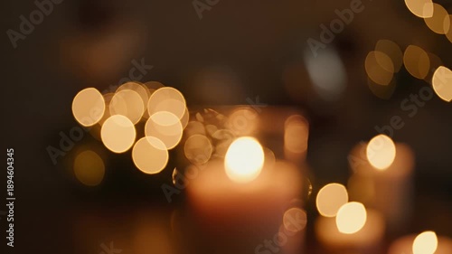 Warm bokeh lights create a beautiful and festive atmosphere for the holidays.