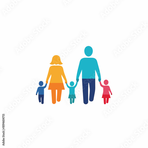 Colorful Family Icon Isolated on White