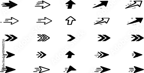 A clean vector illustration featuring a versatile set of arrow icons in multiple directions designed for web interfaces buttons navigation and digital design use