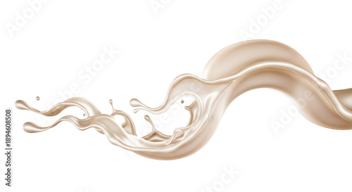 Cream splash set against a white backdrop. 3D Render

