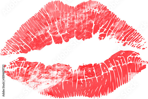 Foto Beautiful red lips isolated on transparent background