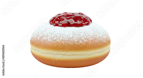 Jelly-filled donut dusted with powdered sugar