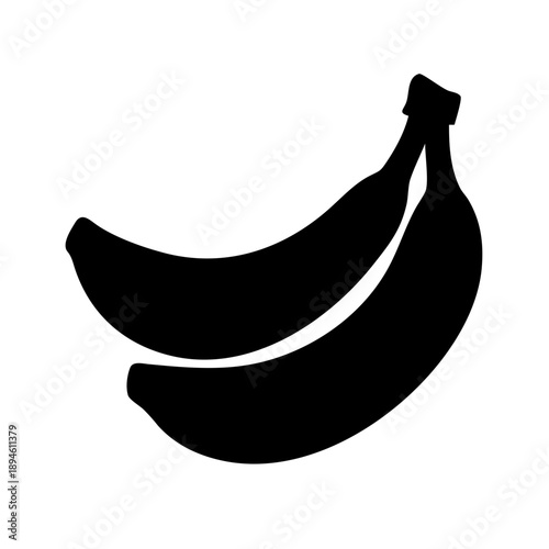 Minimalist Banana Bunch Silhouette Vector Icon - Tropical Fruit Duo Graphic