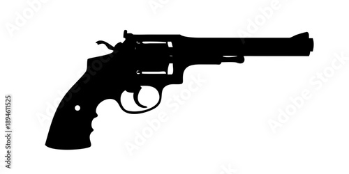 Classic Revolver Handgun Silhouette Vector Icon - Western Six-Shooter Pistol Graphic