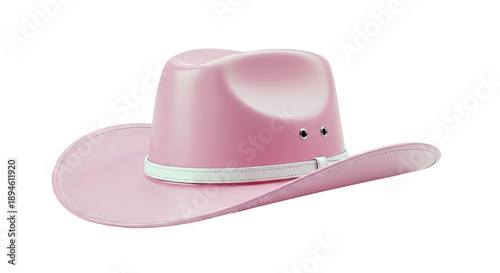 Pink Cowboy Hat with White Band and Grommets