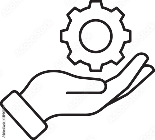 Illustration of Hand holding a gear, symbolizing innovation and technology