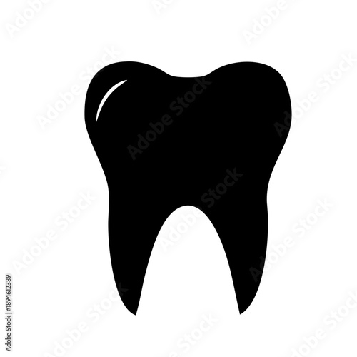 Minimalist Human Tooth Silhouette Vector Icon - Clean Molar Dental Care and Oral Hygiene Symbol