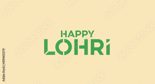 A festive Happy Lohri greeting on a pale yellow background with green text