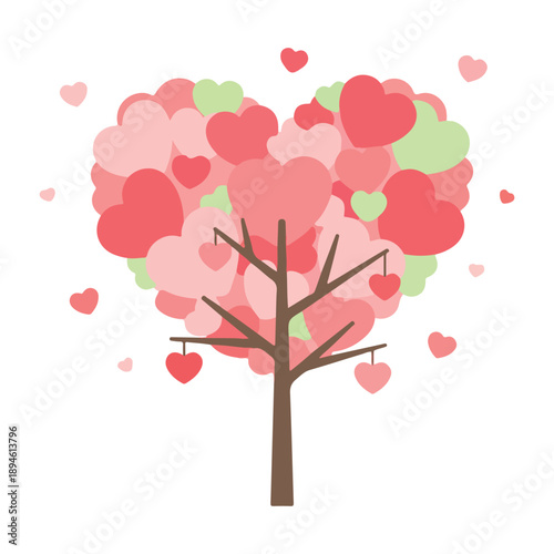 Heart Tree Illustration – Cute Love Tree with Pastel Hearts