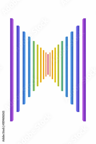 Colorful symmetrical rainbow parallel bars on white background
